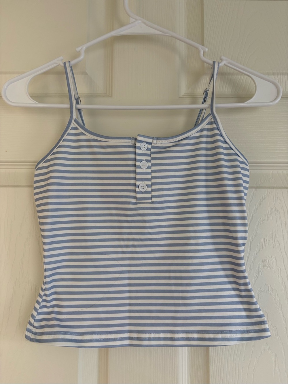 Striped Blue & White Spaghetti Strap Tank Top